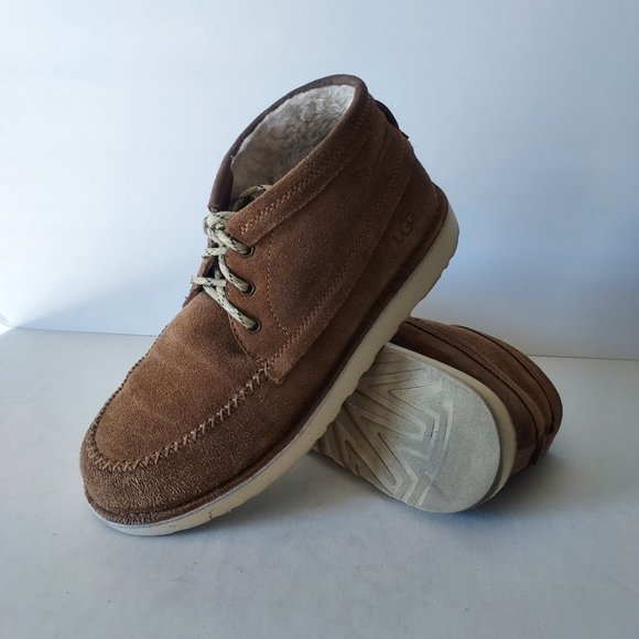 UGG Campout Suede Chukka Ankle Boots Sheepskin Lining Lace-Up Tan Men US10 main image 5